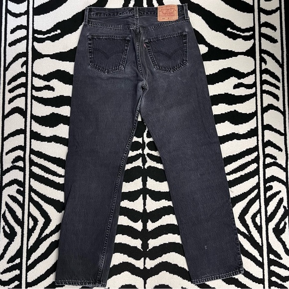 Levi’s 501 Button Fly Denim Jeans Washed Black Size 30 - Picture 3 of 8